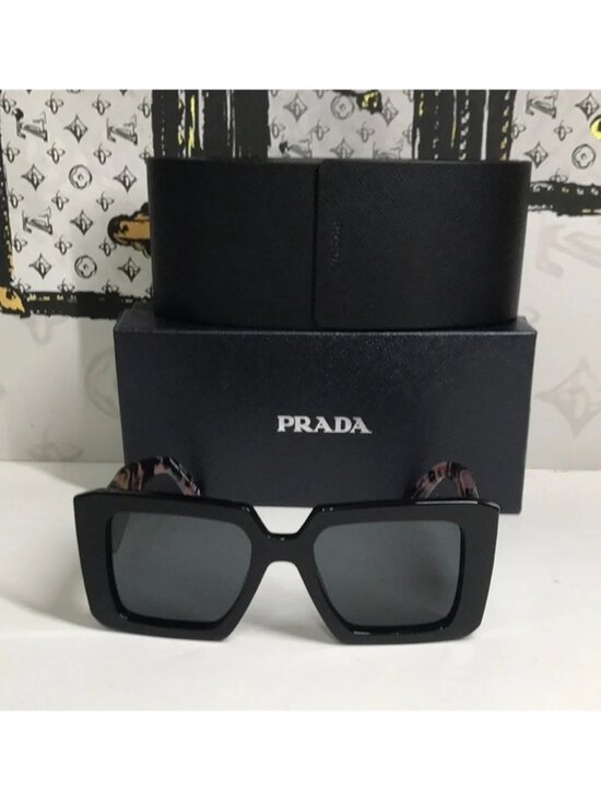 New Authentic Prada SPR23Y Symbole Square Sunglasses – Black & Pink main image 8